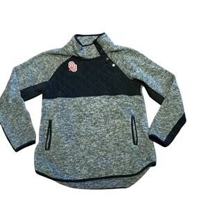OU University of Oklahoma Black and Gray Side Snap Pullover with Logo Medium